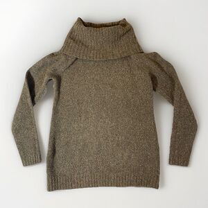 LL Bean Women's M Pullover Cowl Neck Wool Blend Long Sleeve Sweater Brown